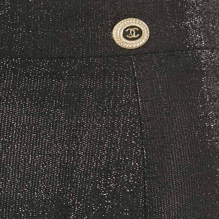 Pre Owned Chanel Black Lamé Stir-Up Legging S