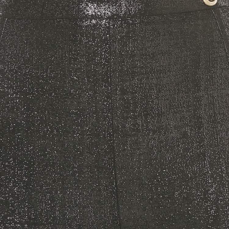 Pre Owned Chanel Black Lamé Stir-Up Legging S