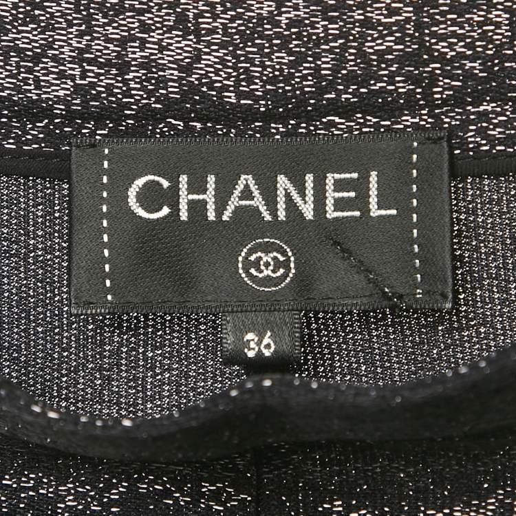 Pre Owned Chanel Black Lamé Stir-Up Legging S