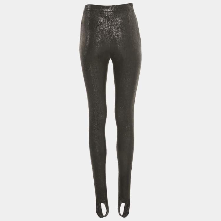 Pre Owned Chanel Black Lamé Stir-Up Legging S