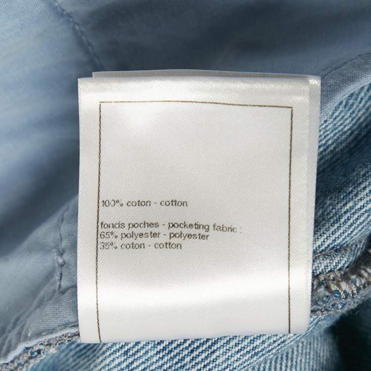 Pre Owned Chanel Blue CC Pattern Denim Sequin Pocket Jeans M/Waist 28"