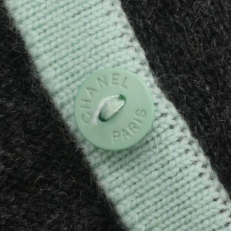 Pre Owned Chanel Gray Ensemble Cardigan Short Sleeve Top 98C L