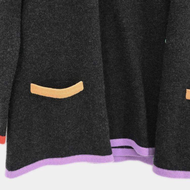 Pre Owned Chanel Gray Ensemble Cardigan Short Sleeve Top 98C L