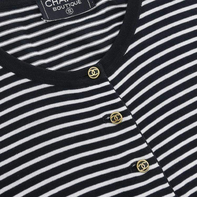 Pre Owned Chanel Black Cotton Short Sleeve Cardigan M