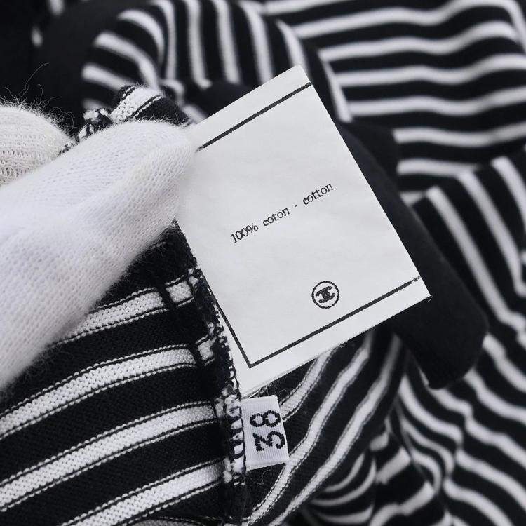 Pre Owned Chanel Black Cotton Short Sleeve Cardigan M