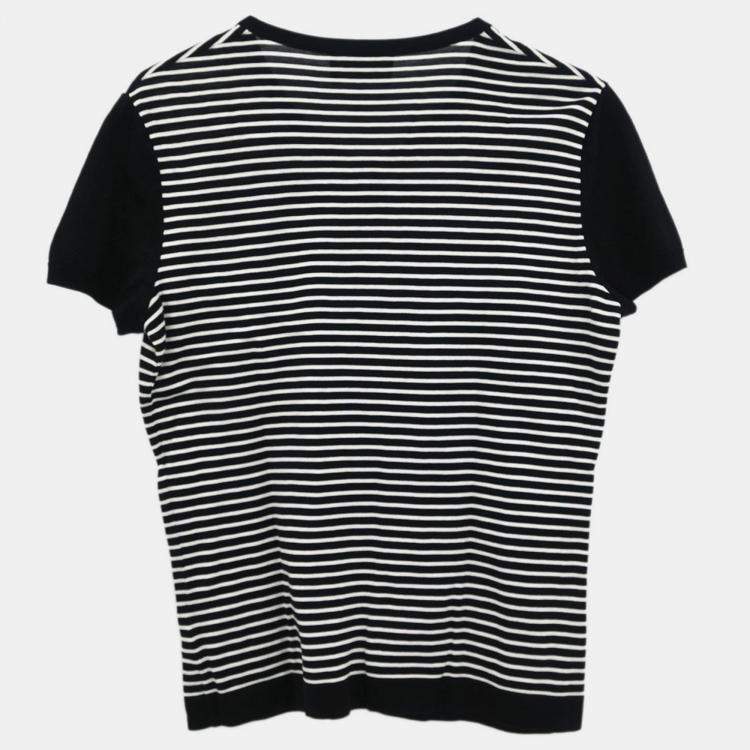 Pre Owned Chanel Black Cotton Short Sleeve Cardigan M