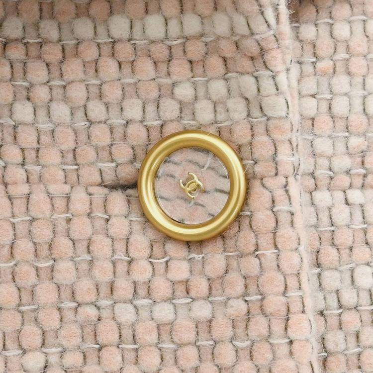 Pre Owned Chanel Pink Single Breasted Coat 01A M