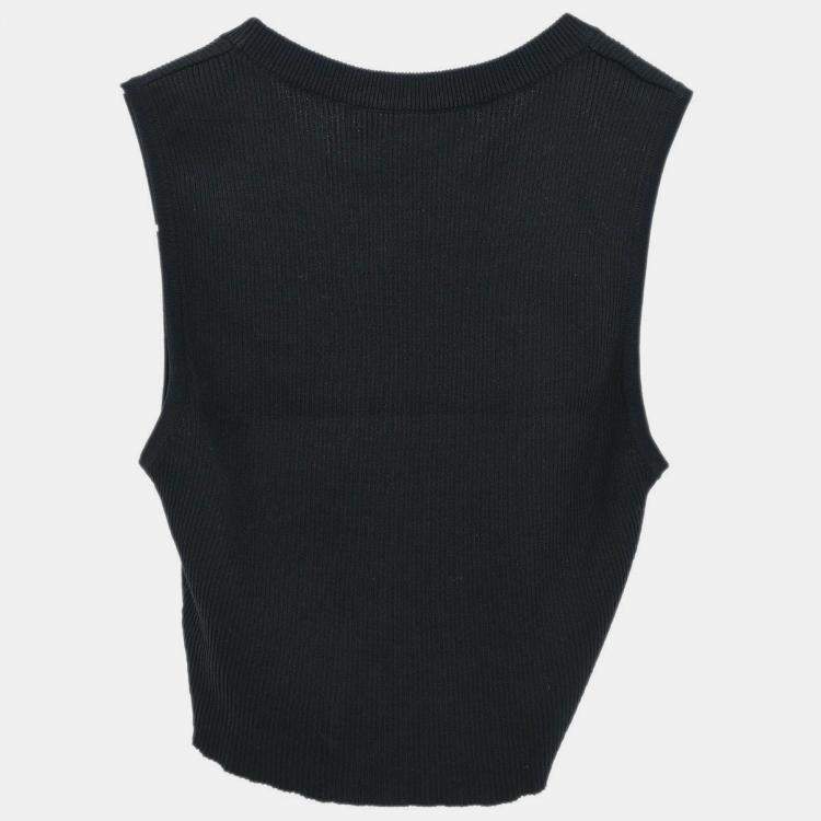 Pre Owned Chanel Sleeveless Tank Top Cropped Black P95 M