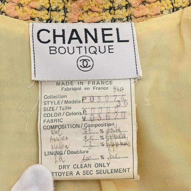 مملوكة مسبقًا جاكيت شانيل بصفين من الأزرار توبيد أصفر 94A #36