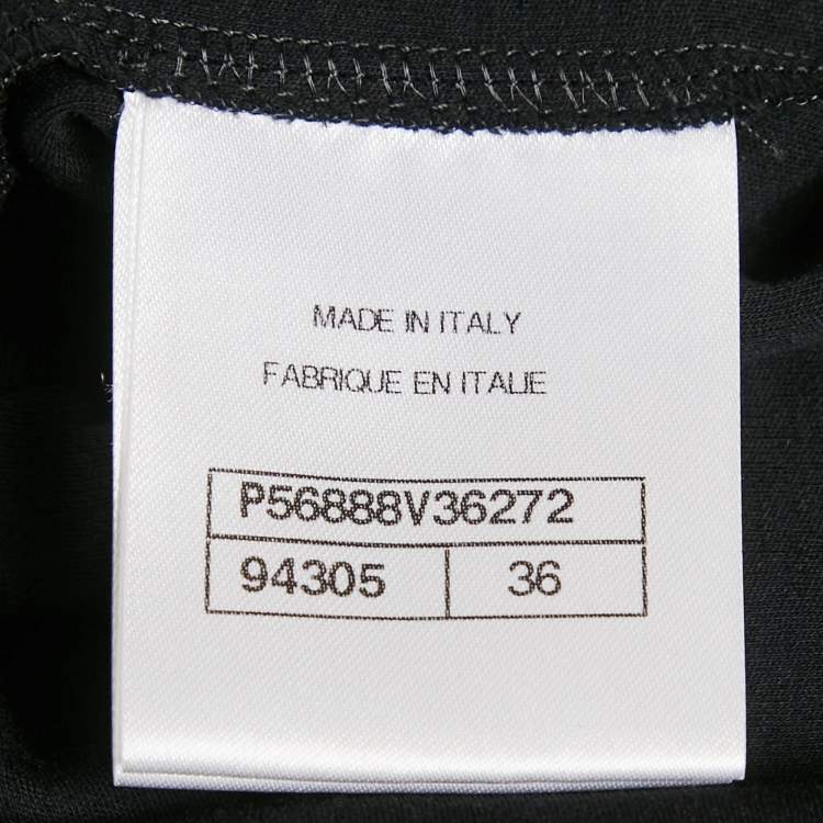 Pre Owned Chanel Black Braided Trim Jersey T-Shirt S
