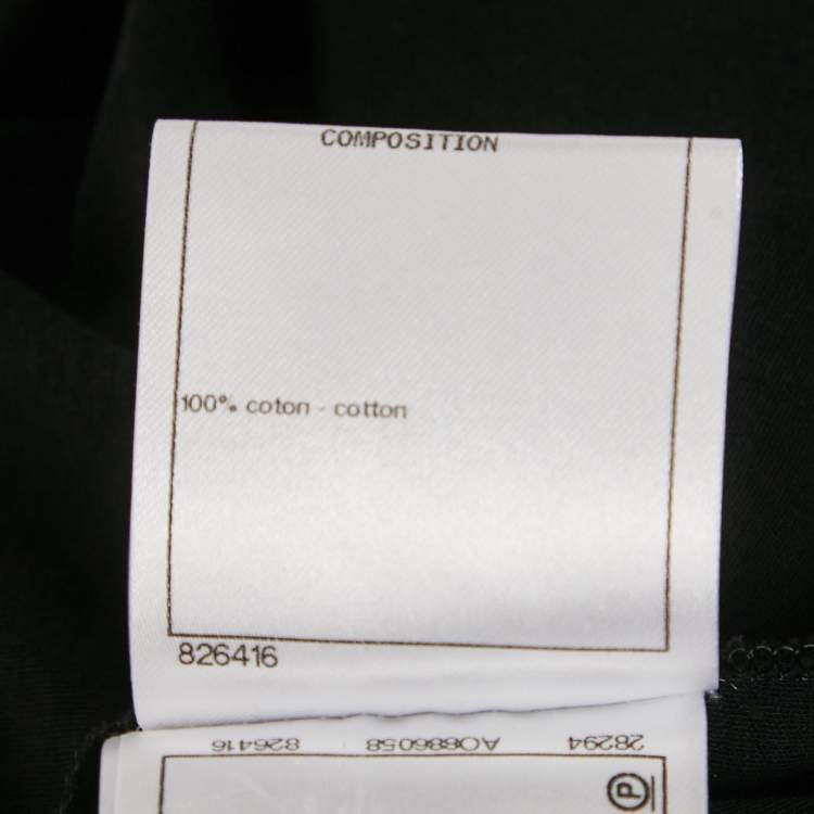 Pre Owned Chanel Black Braided Trim Jersey T-Shirt S