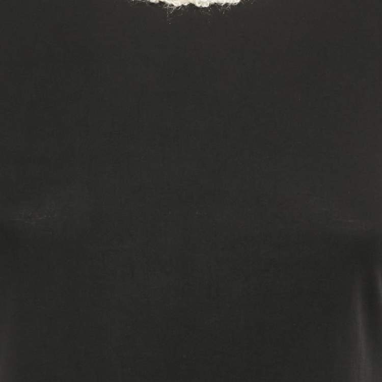 Pre Owned Chanel Black Braided Trim Jersey T-Shirt S