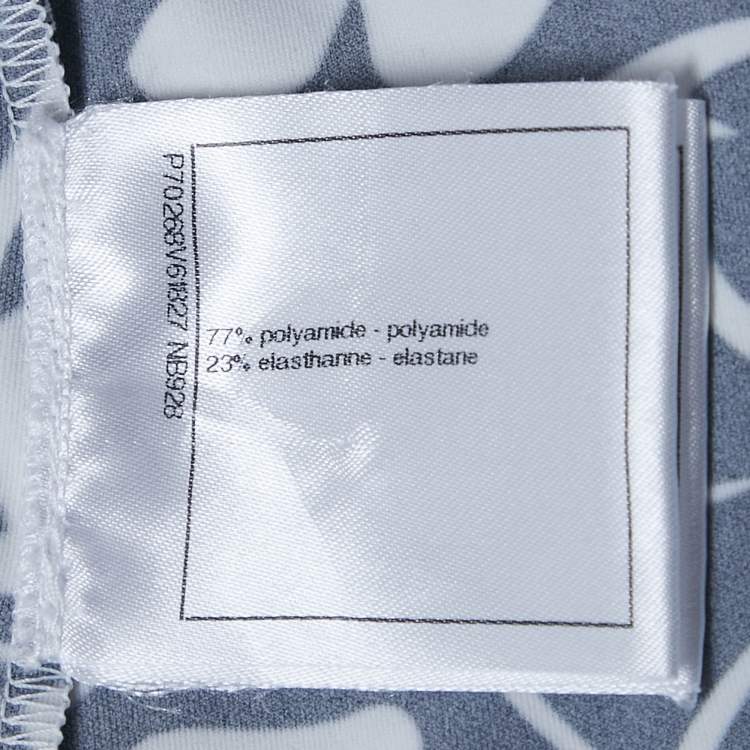 Pre Owned Chanel Navy Blue/White Floral Print Jersey Biker Shorts S