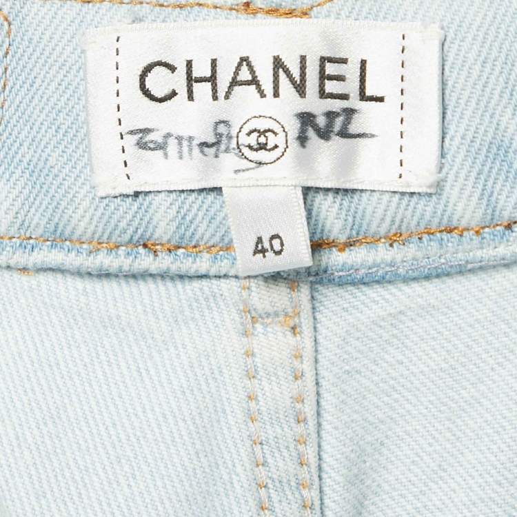 Pre Owned Chanel Blue Denim Flared Jeans M/Waist 26"