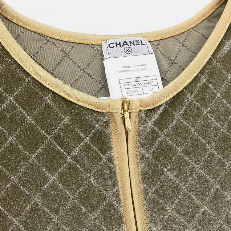 Pre Owned Chanel Zip Up Short Sleeve Gray Jacket 05C L