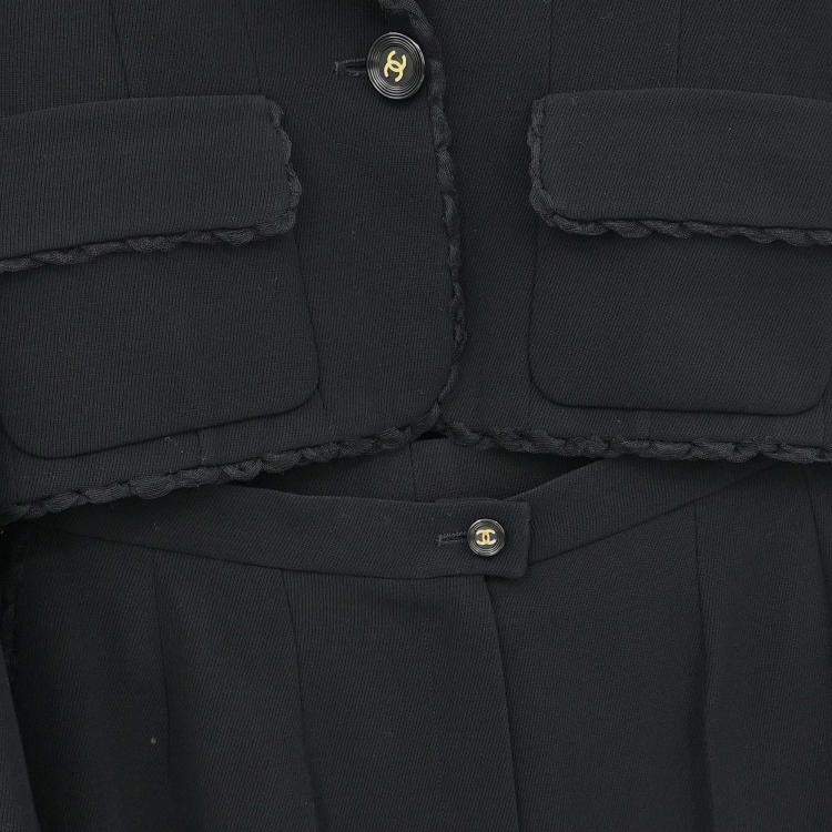Pre Owned Chanel Black Wool Setup Jacket Pants M