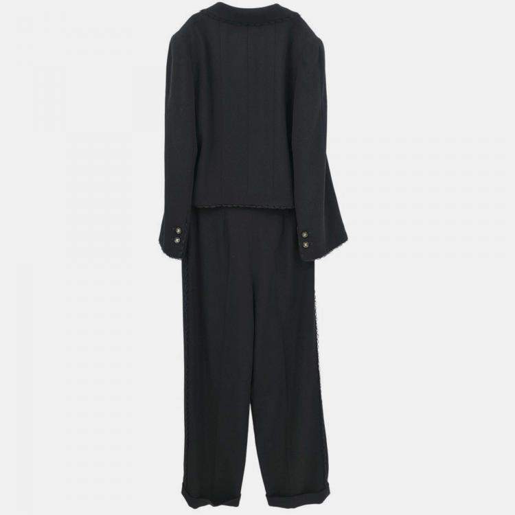Pre Owned Chanel Black Wool Setup Jacket Pants M