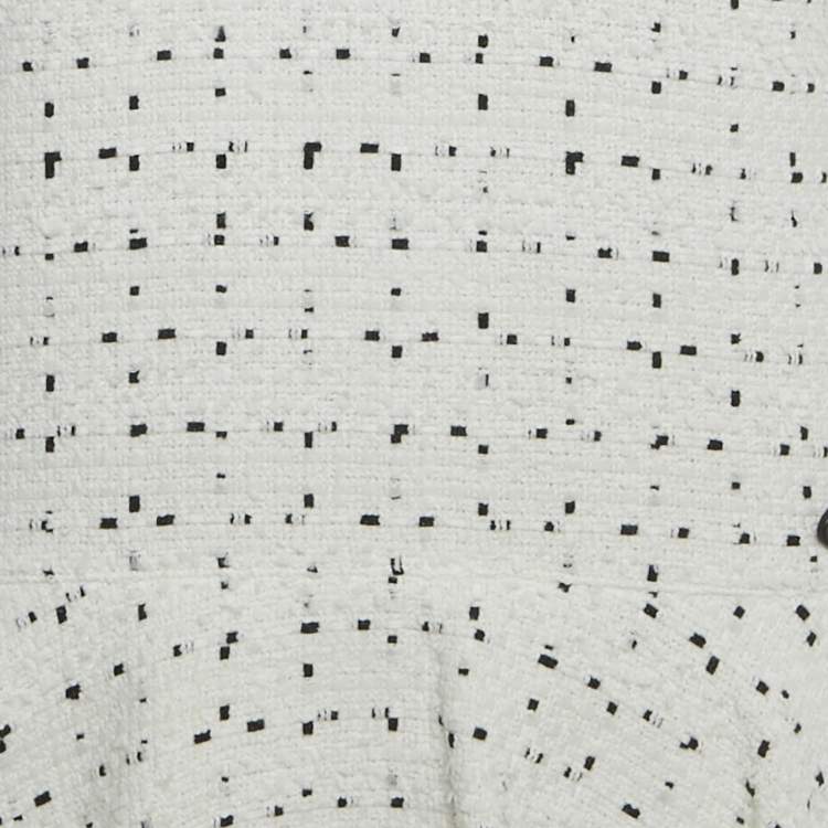 Pre Owned Chanel White Patterned Tweed Flared Mini Dress M