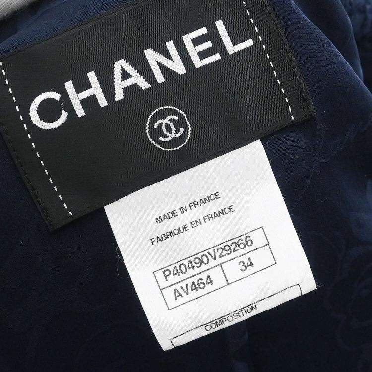 Pre Owned Chanel Navy Single Breasted Jacket S