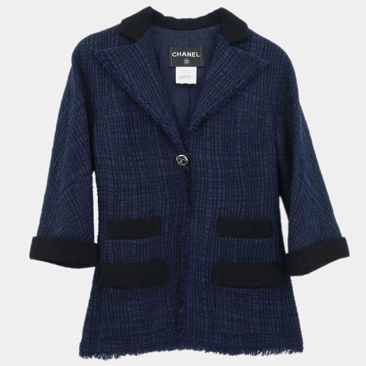 Pre Owned Chanel Navy Single Breasted Jacket S