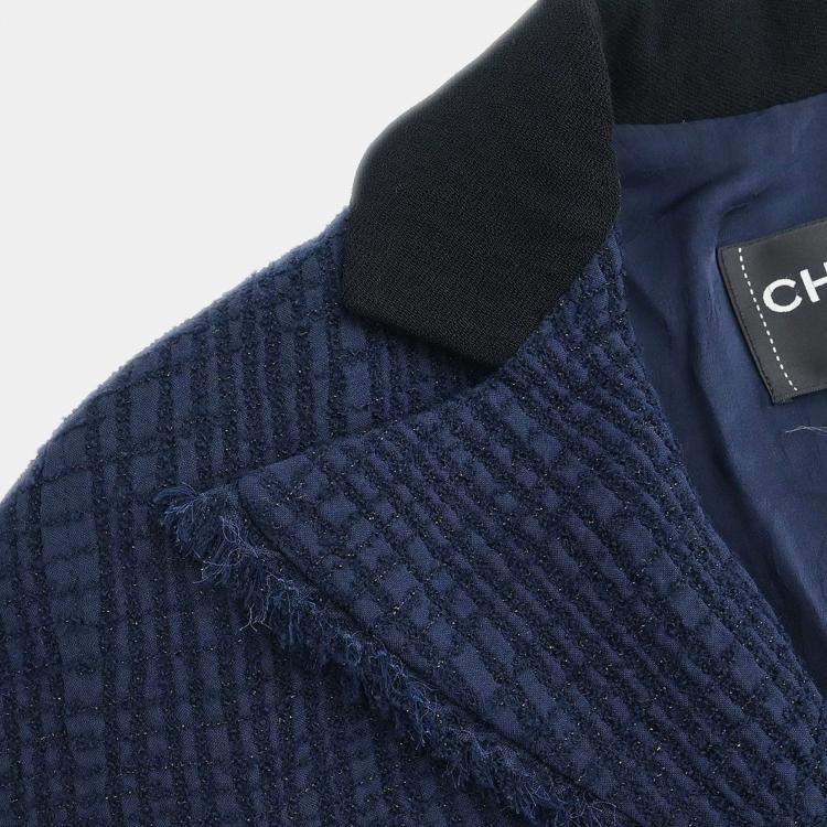 Pre Owned Chanel Navy Single Breasted Jacket S