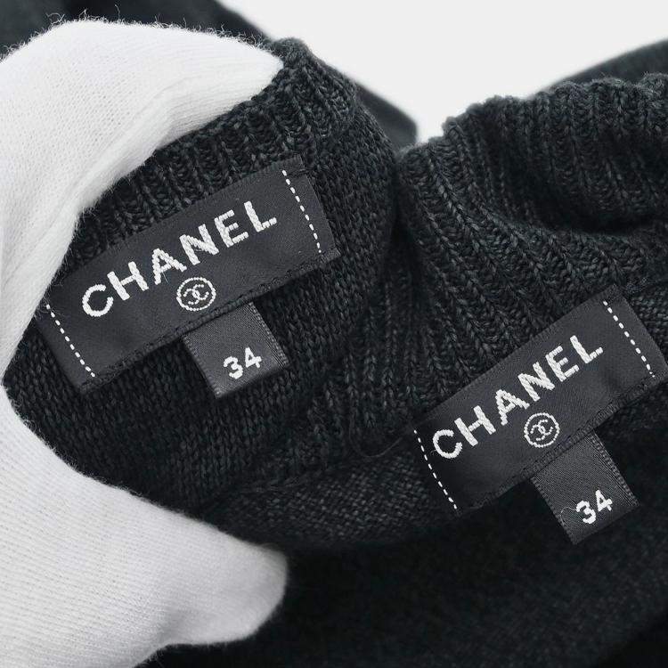 مملوكة مسبقًا Chanel Black Setup Suit Cropped Top Pants Skirt S