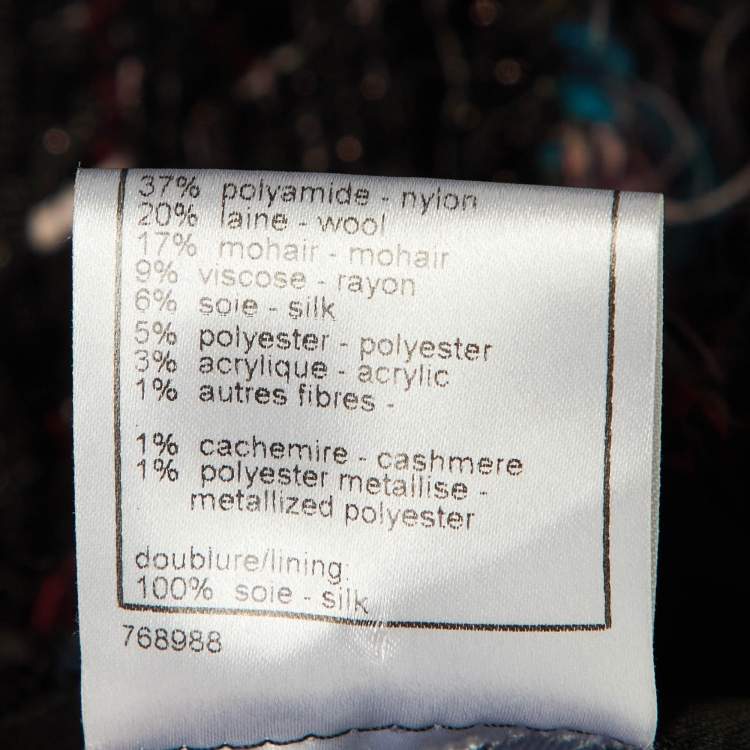 مملوكة مسبقًا Chanel Black/Purple Tweed Belted Long Jacket M 