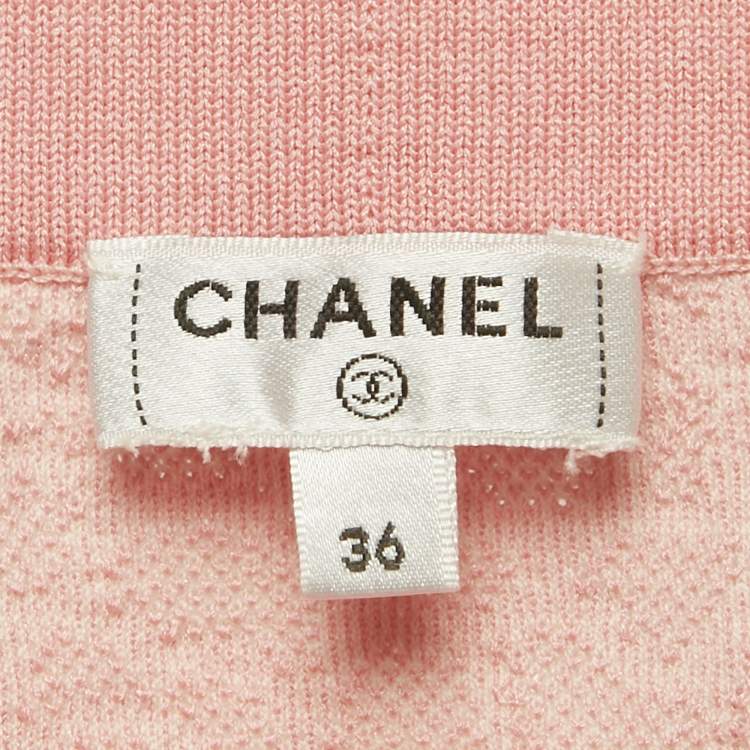 Pre Owned Chanel Baby Pink Rose Patterned Cotton Blend Mini Skirt S 
