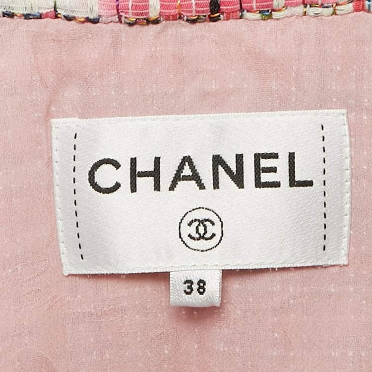 Pre Owned Chanel Pink Tweed Lesage Jumpsuit M