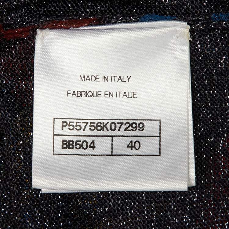 Pre Owned Chanel Multicolor Floral Patterned Metallic Knit Sweater M
