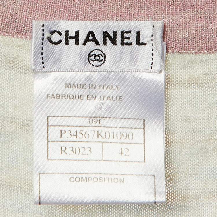 مملوكة مسبقًا Chanel Grey Patterned Sleeveless Cashmere Blend Knit Top L