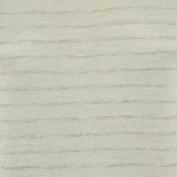 مملوكة مسبقًا Chanel Grey Patterned Sleeveless Cashmere Blend Knit Top L