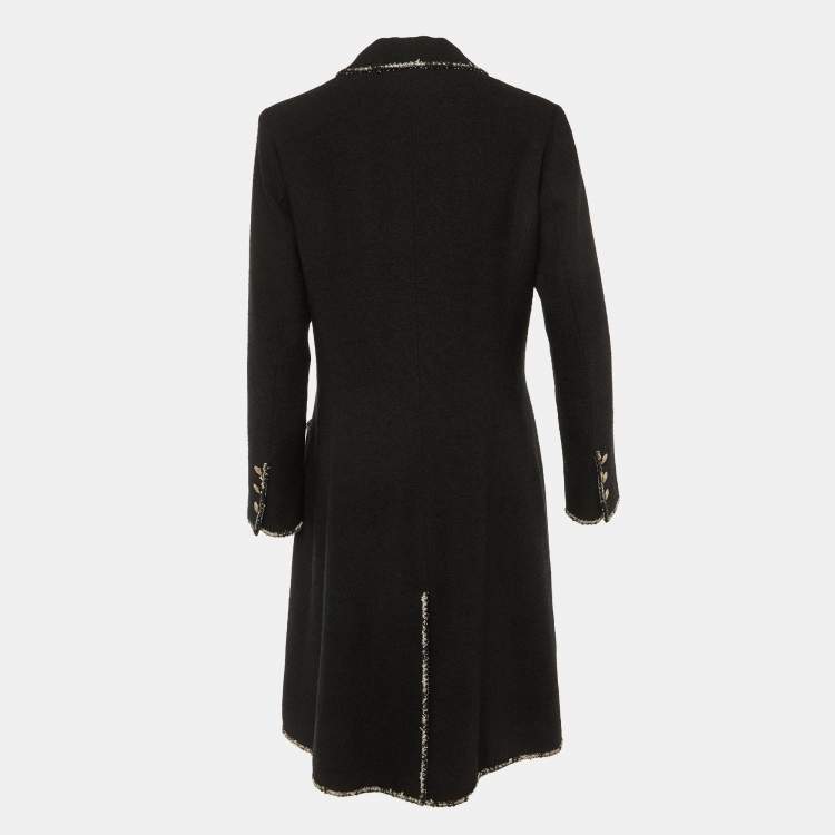 Pre Owned Chanel Black Wool Double Breasted Coat L