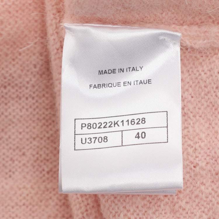 Pre Owned Chanel Pink Wool Blend Embroidered Camisole Top M