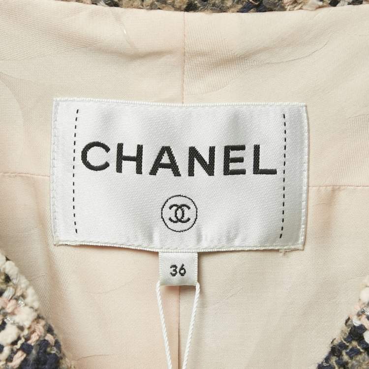 Pre Owned Chanel Pink/Grey Tweed Lurex Jacket S