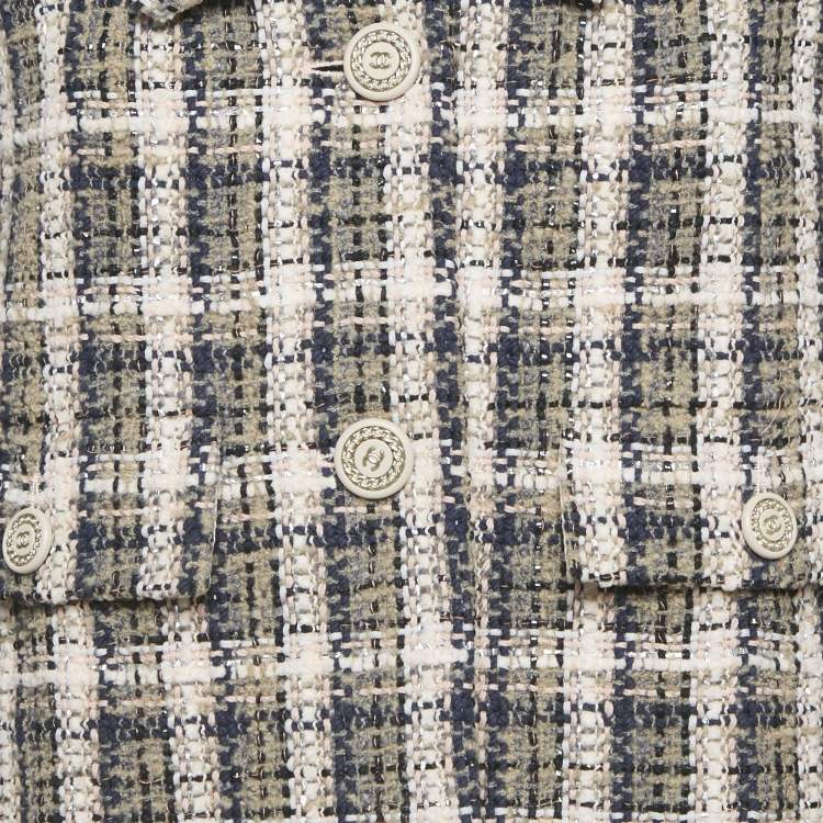Pre Owned Chanel Pink/Grey Tweed Lurex Jacket S