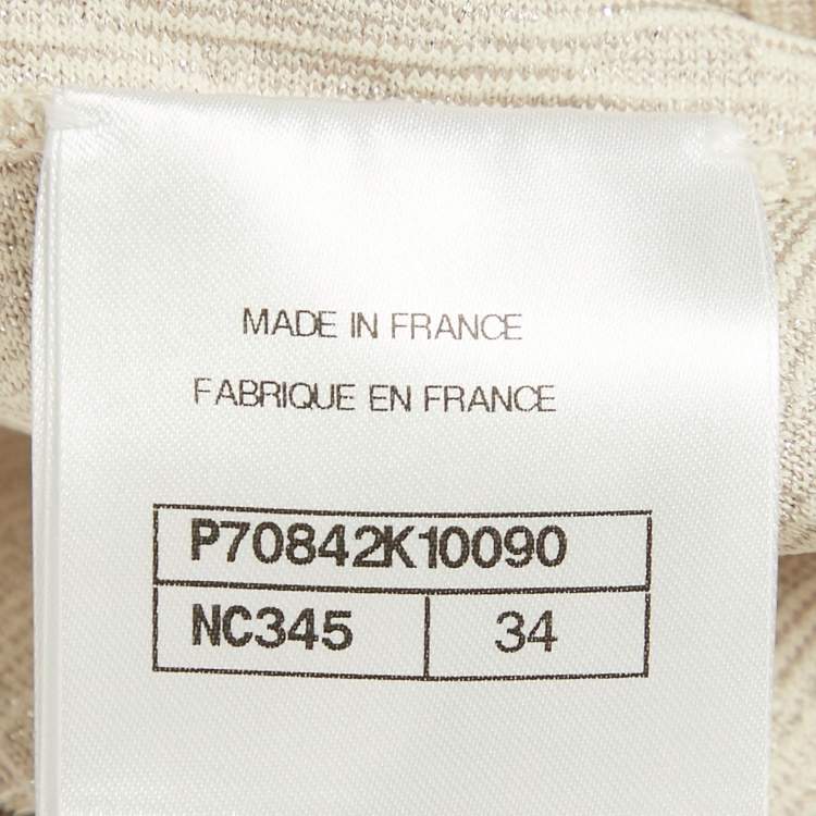 Pre Owned Chanel Light Grey Lamé Textured Knit Mini Dress S
