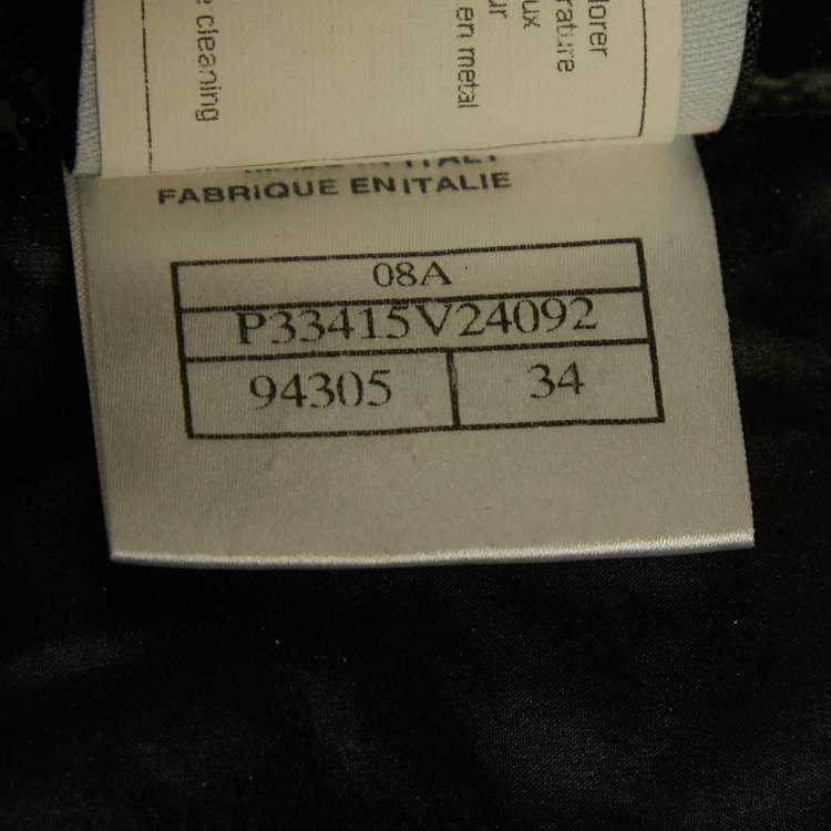 Pre Owned Chanel Navy Blue Jacquard Zip-Up Jacket S