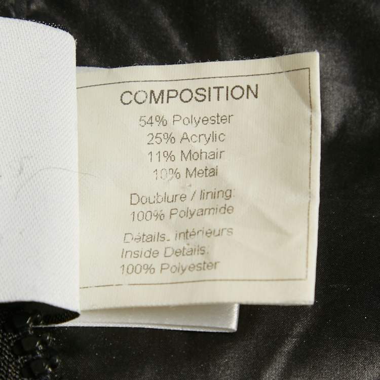 Pre Owned Chanel Navy Blue Jacquard Zip-Up Jacket S