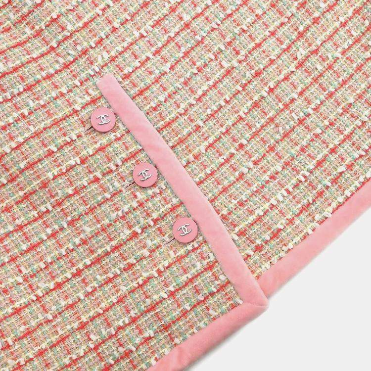 Pre Owned Chanel Pink Setup Suit Jacket Skirt M