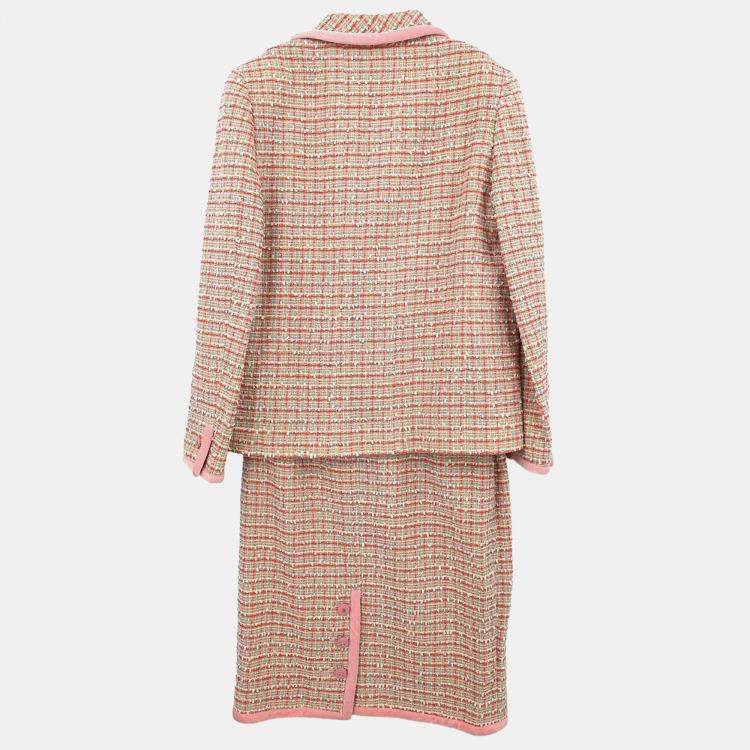 Pre Owned Chanel Pink Setup Suit Jacket Skirt M