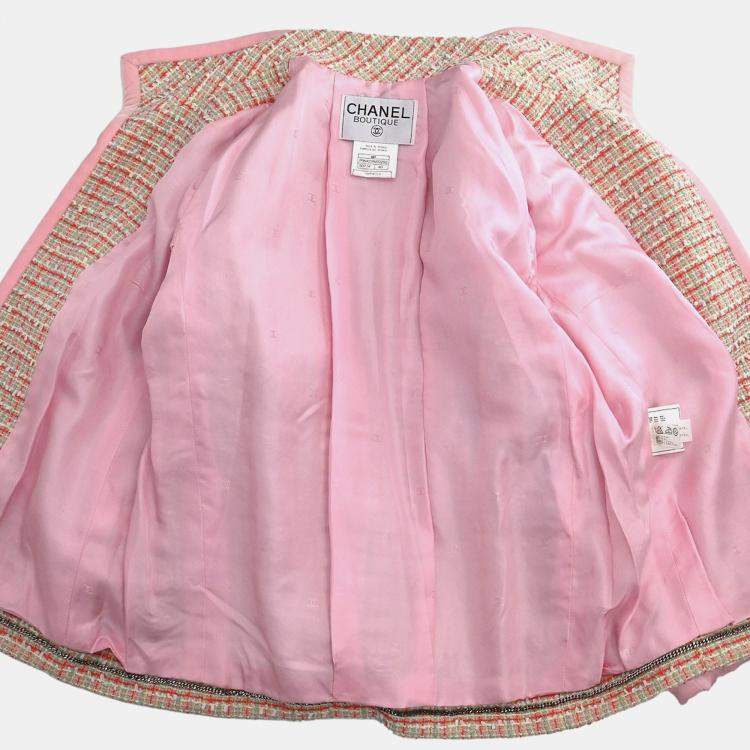 Pre Owned Chanel Pink Setup Suit Jacket Skirt M