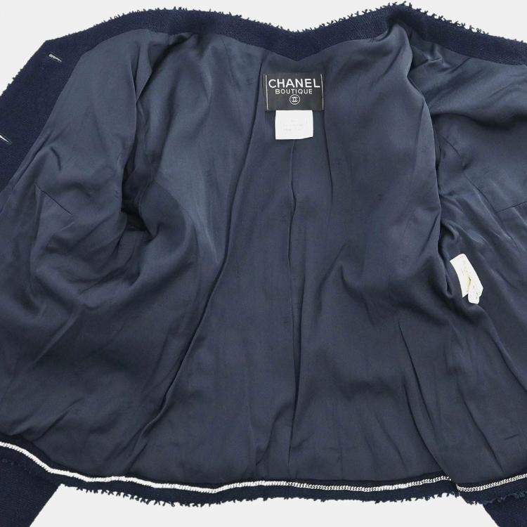 Pre Owned Chanel Setup Suit Jacket Skirt Navy Size L