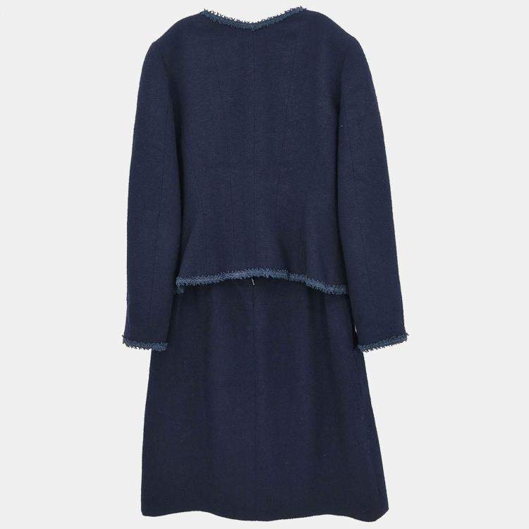 Pre Owned Chanel Setup Suit Jacket Skirt Navy Size L