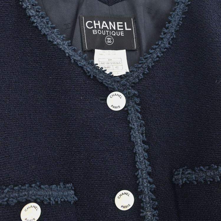Pre Owned Chanel Setup Suit Jacket Skirt Navy Size L