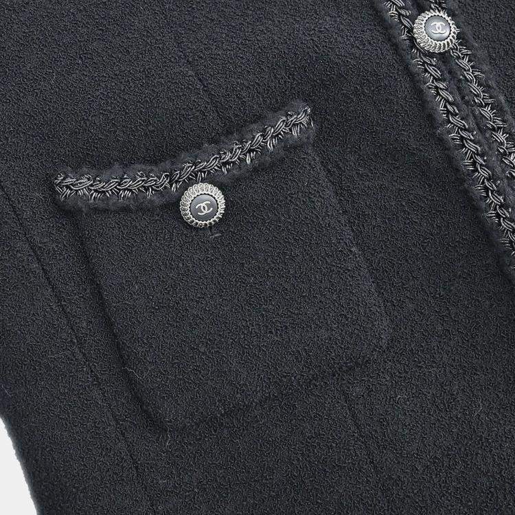 Pre Owned جاكيت شانيل سترة بزر واحد أسود 08A #36