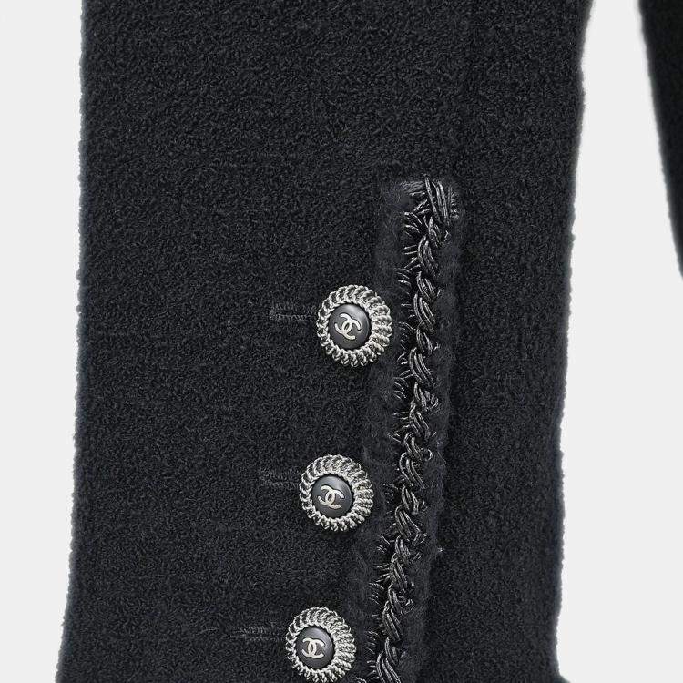 Pre Owned جاكيت شانيل سترة بزر واحد أسود 08A #36