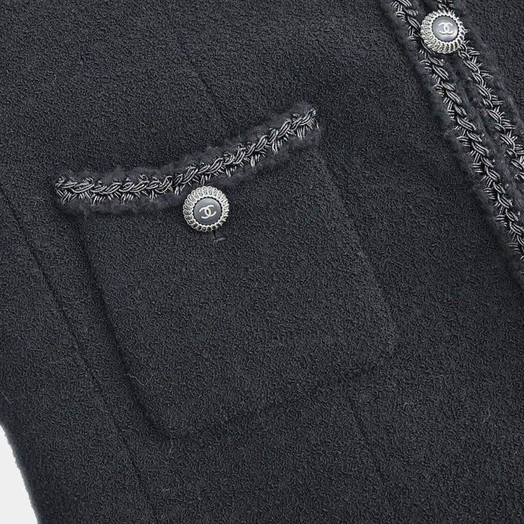 Pre Owned جاكيت شانيل سترة بزر واحد أسود 08A #36