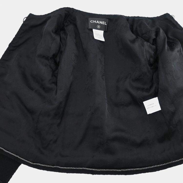 Pre Owned جاكيت شانيل سترة بزر واحد أسود 08A #36