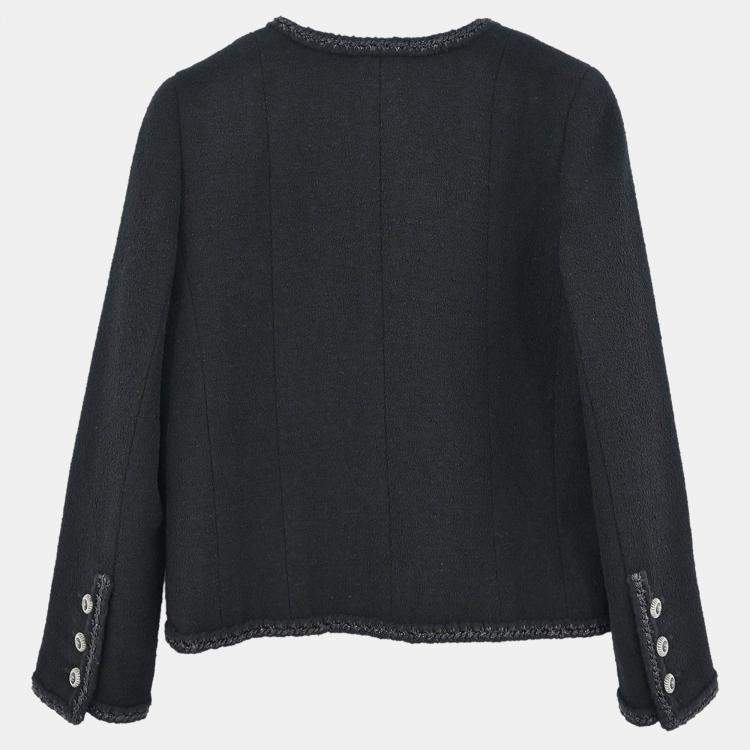 Pre Owned جاكيت شانيل سترة بزر واحد أسود 08A #36